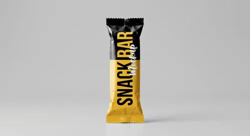 Free Protein Snack Bar Wrapper Mockup — Upright Front View (PSD) mockup preview