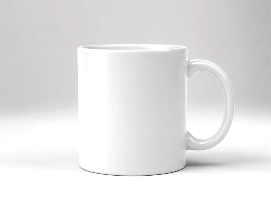 Ceramic Mug Mockup – White with Orange Handle Studio Shot mockup preview 2