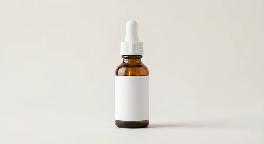 FREE AMBER GLASS DROPPER BOTTLE MOCKUP — FRONT STUDIO VIEW (PSD) mockup preview 3
