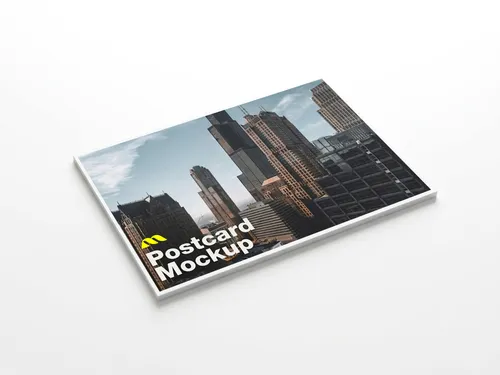 Free Postcard Mockup Flat Lay Angled — Clean Studio View (PSD) mockup preview