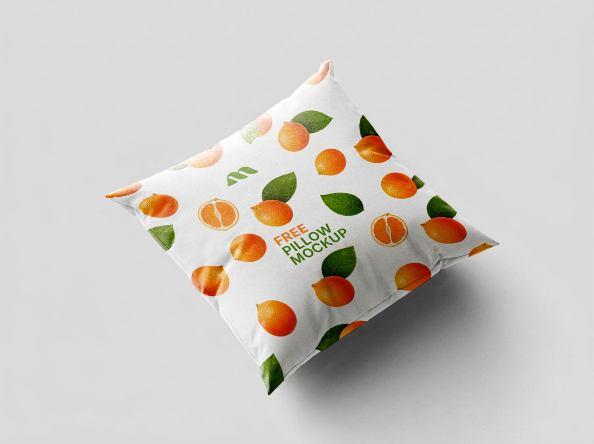Free Square Pillow Mockup Angled Three Quarter View — Studio (PSD) alternate mockup preview