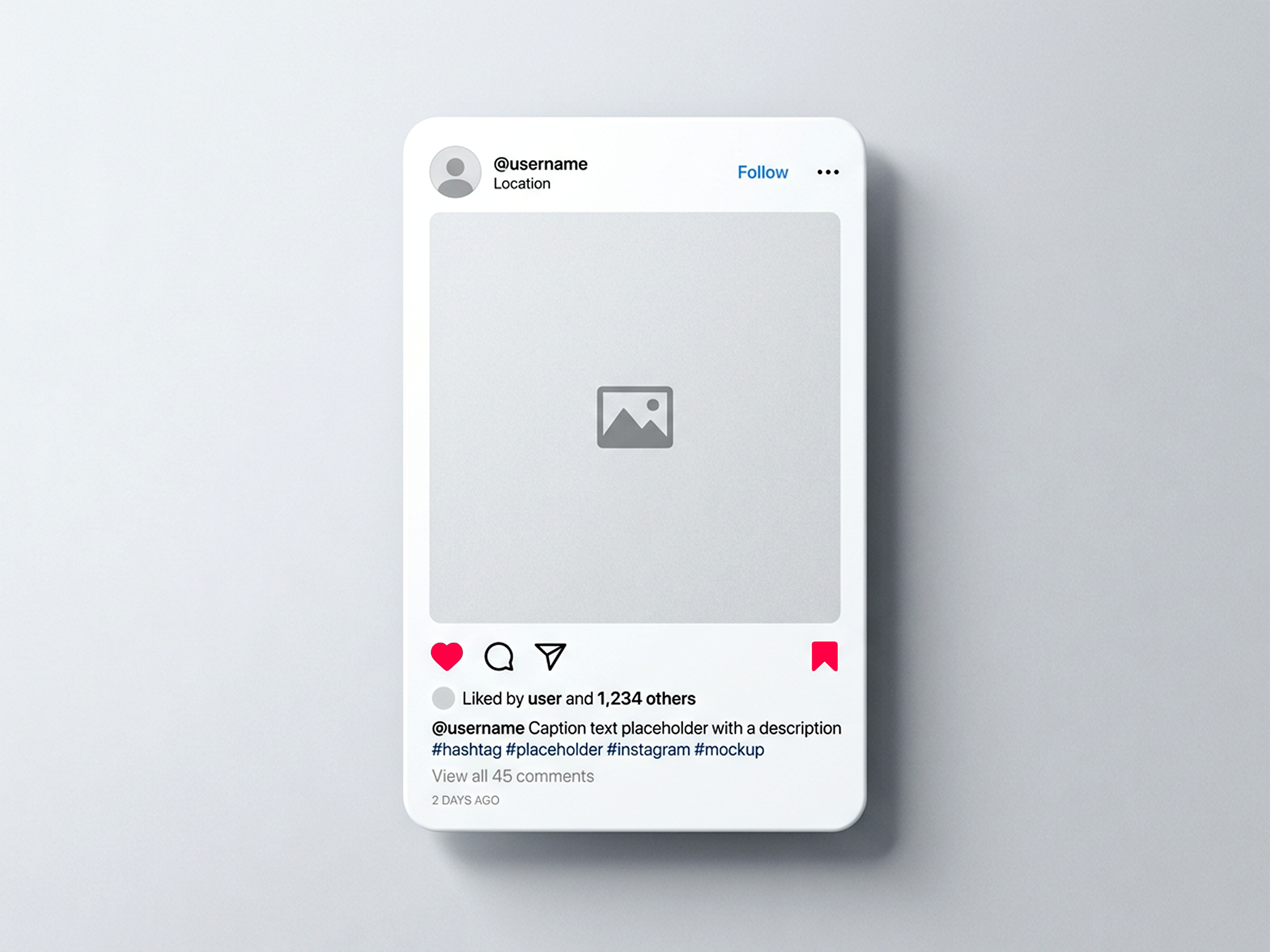Realistic Instagram Post Card Mockup – Full UI (1080x1080) mockup preview 2