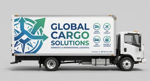 Free Box Truck Vehicle Wrap Mockup — Side Profile View (PSD) mockup preview