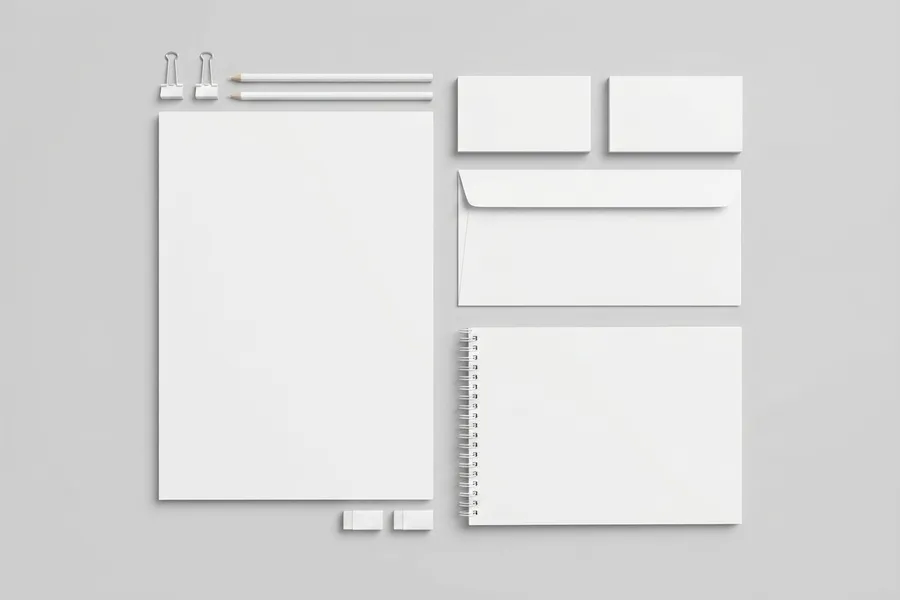FREE STATIONERY MOCKUP SET — LETTERHEAD SPIRAL NOTEBOOK PENCIL ERASER (PSD) mockup preview 4