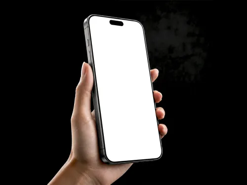 Free Iphone Hand Mockup — Dark Studio Lock Screen UI (PSD) alternate mockup preview