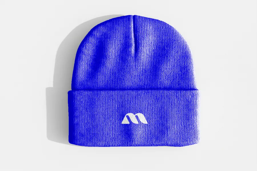 FREE KNIT BEANIE HAT WITH FOLDED CUFF MOCKUP — FLAT LAY (PSD) mockup preview 2