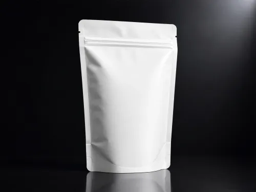 Stand Up Pouch Mockup – Yellow Coffee Bag Dramatic (PSD) alternate mockup preview