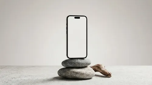 Free Iphone Mockup Balanced On Zen Stones — Organic Nature Scene (PSD) alternate mockup preview