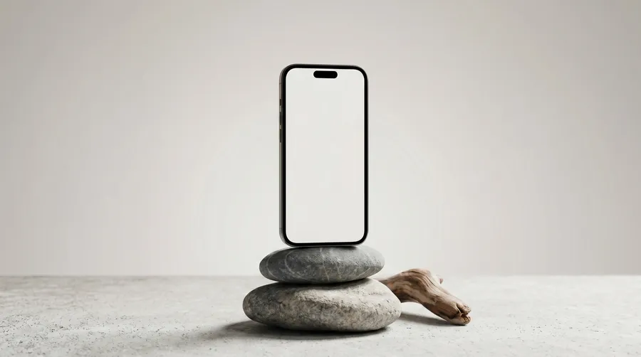 FREE IPHONE MOCKUP BALANCED ON ZEN STONES — ORGANIC NATURE SCENE (PSD) mockup preview 4
