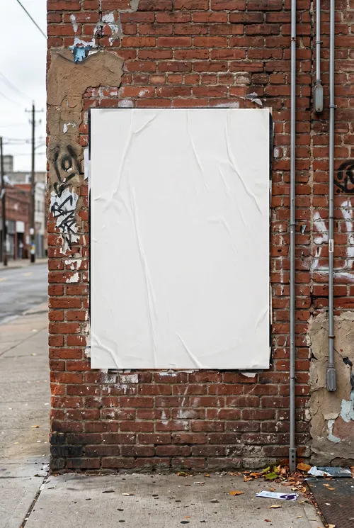 Free Glued Poster On Brick Wall Mockup — Urban Wheatpaste Scene (PSD) alternate mockup preview