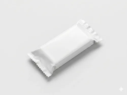 Free Chocolate Bar Wrapper Mockup — Abstract Orange Packaging (PSD) alternate mockup preview