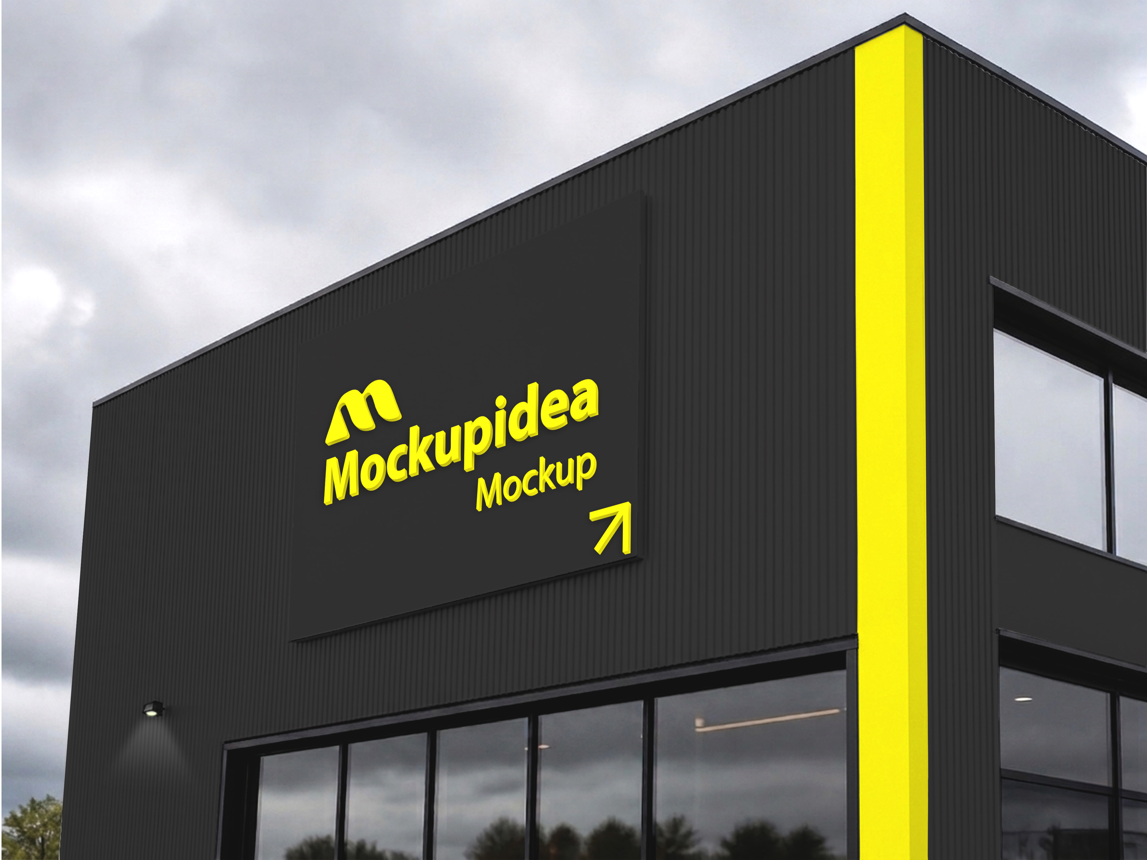 Free Outdoor Building Facade Logo Mockup — 3D Signage (PSD) mockup preview