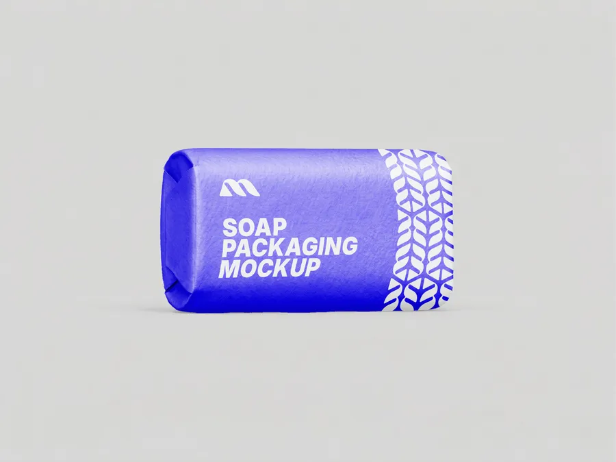 FREE WRAPPED SOAP BAR PACKAGING MOCKUP — FRONT VIEW (PSD) mockup preview 2