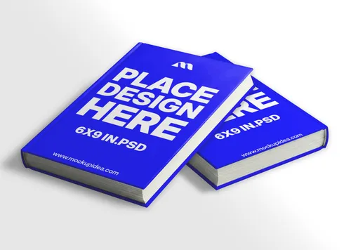 Free Stacked Front-Facing 6x9 Hardcover Book Mockup (PSD) mockup preview