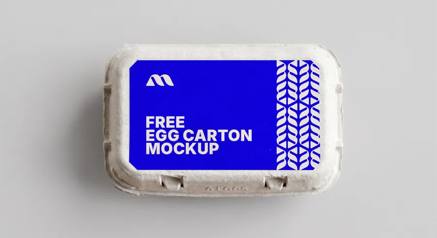 FREE 6-PACK EGG CARTON PACKAGING MOCKUP — TOP VIEW (PSD) mockup preview 2