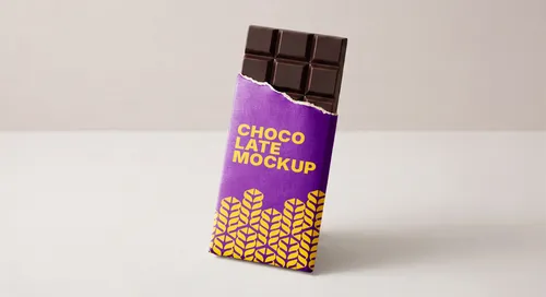 Free Dark Chocolate Bar Mockup With Torn Foil Reveal (PSD) mockup preview