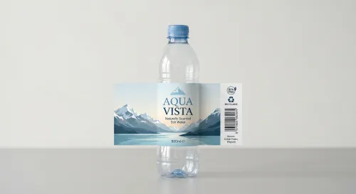 Free Plastic Water Bottle Mockup — Purple Label Blue Cap (PSD) mockup preview