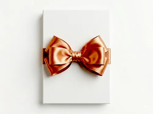 Free Rectangular Gift Box With Satin Bow Mockup — Top View (PSD) alternate mockup preview