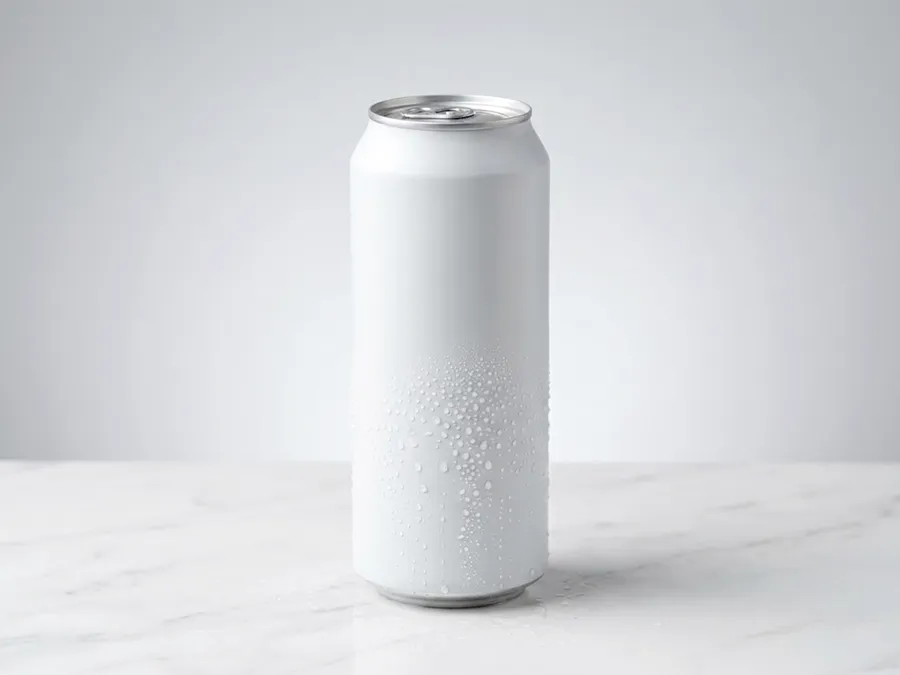 FREE TALL ALUMINUM SODA CAN MOCKUP WITH CONDENSATION — MARBLE SURFACE (PSD) mockup preview 2