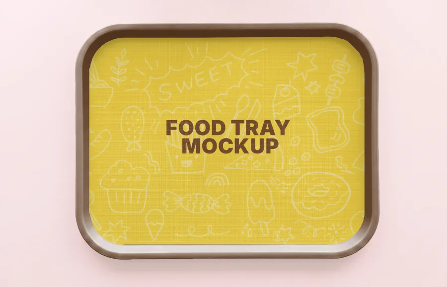 FREE FOOD TRAY MOCKUP WITH PATTERN DESIGN — TOP VIEW (PSD) mockup preview 2