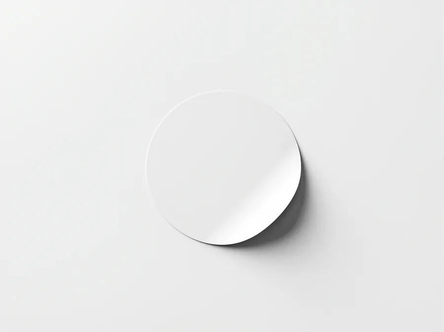 FREE ROUND STICKER MOCKUP WITH LIFTED EDGE — FLAT LAY (PSD) mockup preview 2