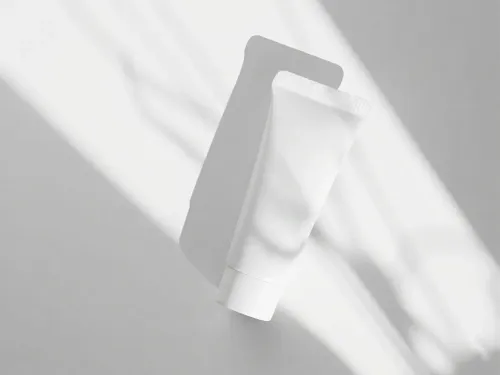 Free Face Wash Tube Mockup With Shadow Silhouette — Sunlit Grey (PSD) alternate mockup preview