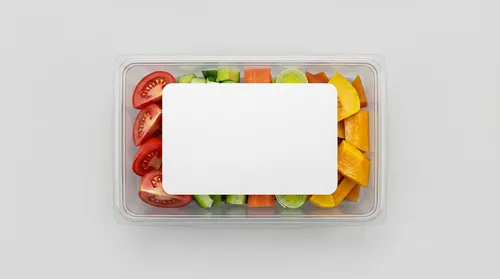 Free Clear Plastic Food Container Mockup With Label Sleeve — Top View (PSD) alternate mockup preview