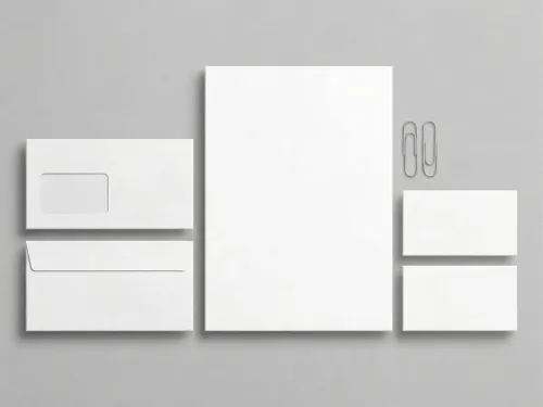 Free Stationery Branding Mockup Set — Window Envelope Blue Card (PSD) alternate mockup preview
