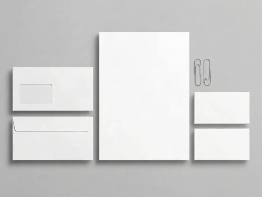 FREE STATIONERY BRANDING MOCKUP SET — WINDOW ENVELOPE BLUE CARD (PSD) mockup preview 2