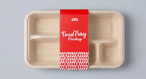 Free Bento Food Tray Mockup — Red Insert Card (PSD) mockup preview