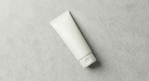 Free Face Wash Tube Mockup Flat Lay Diagonal — Overhead View (PSD) alternate mockup preview