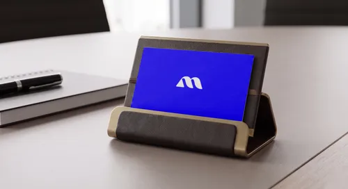 Free Business Card Mockup In Leather Gold Holder — Luxury Desk (PSD) mockup preview