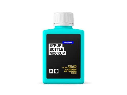 Free Syrup Bottle Mockup Front View — Pharmaceutical Label Studio (PSD) mockup preview
