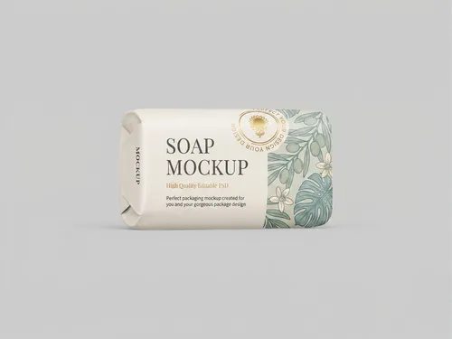 Free Wrapped Soap Bar Packaging Mockup — Front View (PSD) mockup preview