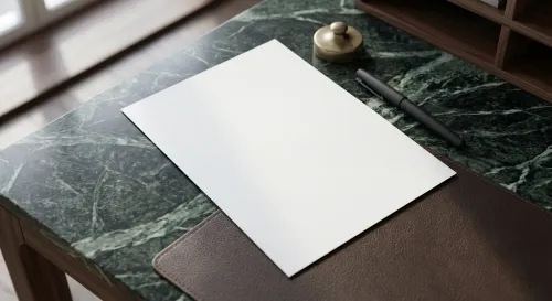 Free Letterhead Mockup On Marble Desk With Seal Stamp (PSD) alternate mockup preview