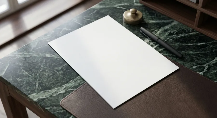 FREE LETTERHEAD MOCKUP ON MARBLE DESK WITH SEAL STAMP (PSD) mockup preview 3
