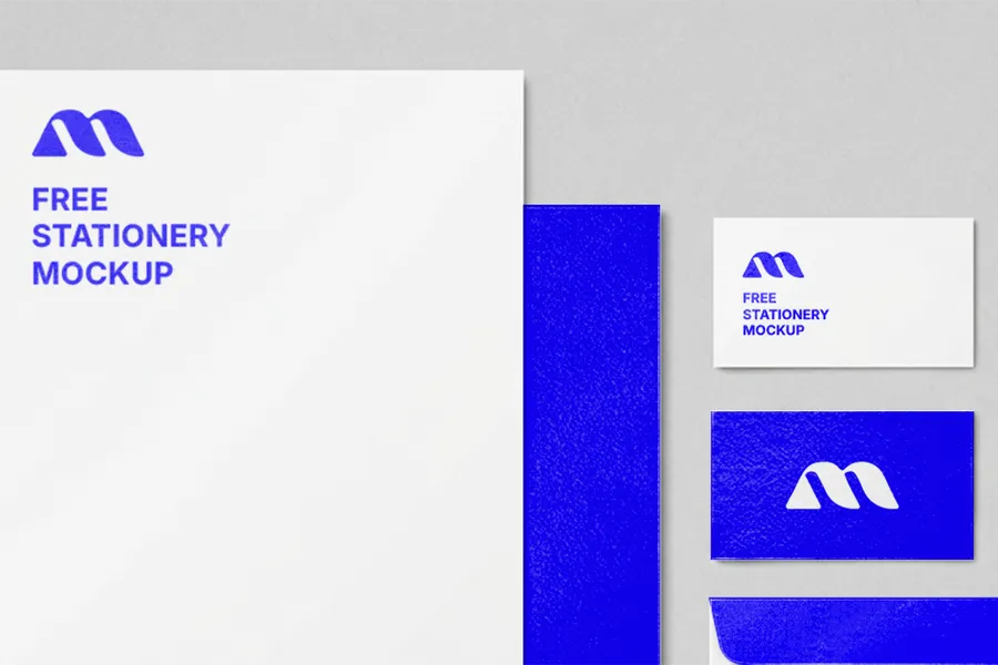 FREE STATIONERY MOCKUP SET — LETTERHEAD CARDS ENVELOPE STICKER (PSD) mockup preview 3