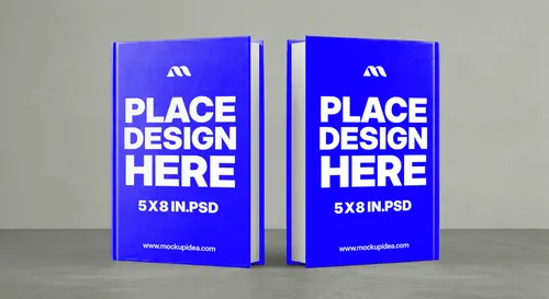 Free 5x8 Hardcover Book Mockup Standing — Page Edges View (PSD) mockup preview
