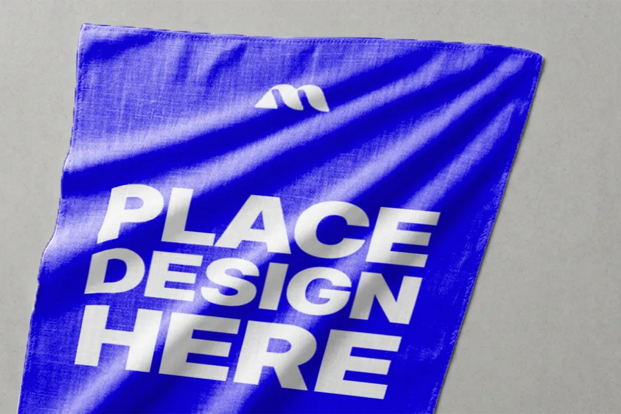FREE BANDANA MOCKUP FLAT LAY — FABRIC TEXTURE TOP VIEW (PSD) mockup preview 2