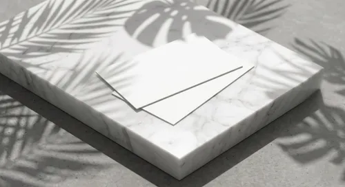 Free Business Card Mockup On Marble Slab — Tropical Shadow Scene (PSD) alternate mockup preview