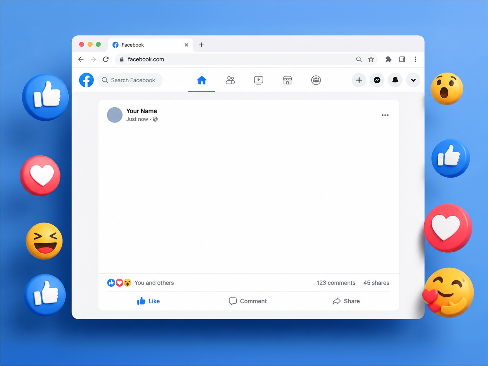 Facebook Post Mockup – Desktop Browser Window with Reactions mockup preview 2