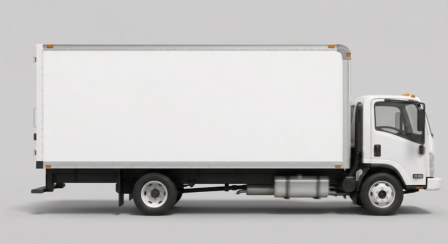FREE BOX TRUCK VEHICLE WRAP MOCKUP — SIDE PROFILE VIEW (PSD) mockup preview 3