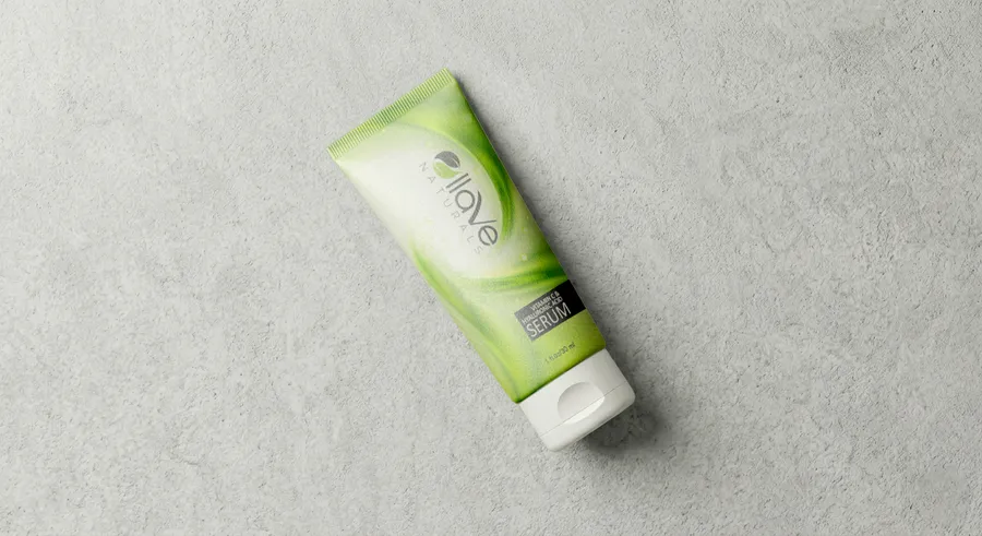FREE FACE WASH TUBE MOCKUP FLAT LAY DIAGONAL — OVERHEAD VIEW (PSD) mockup preview 3