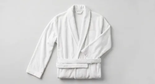 Free Floral Bathrobe Mockup — Coral Trim Flat Lay (PSD) alternate mockup preview
