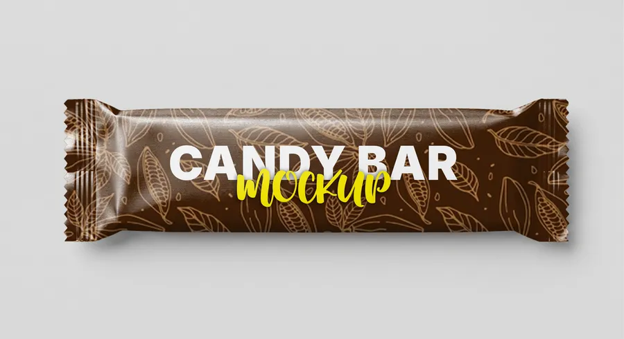 FREE CANDY BAR WRAPPER MOCKUP — DARK GREEN GOLD FOIL (PSD) mockup preview 2