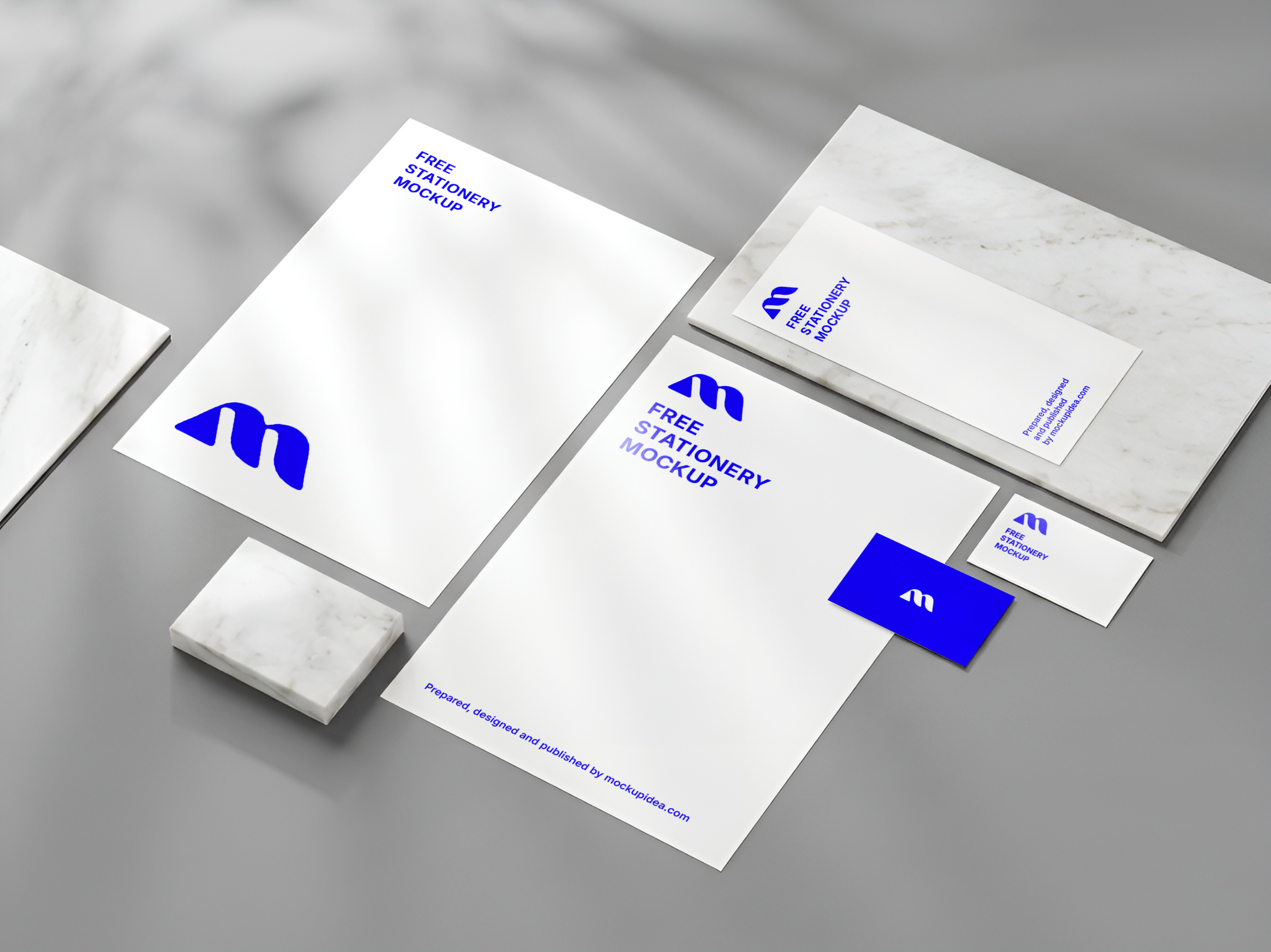 Free Stationery Branding Mockup Set — Letterhead Envelope Business Card (PSD) mockup preview