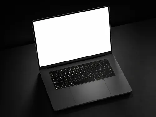 Free Macbook Mockup — Dark Desktop Lock Screen UI (PSD) alternate mockup preview