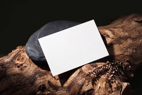 Free Business Card Mockup On Driftwood And Stone — Nature Scene (PSD) alternate mockup preview