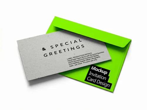 Free Greeting Card And Envelope Mockup — Recycled Paper Texture (PSD) mockup preview