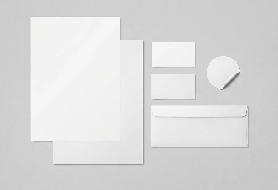 FREE STATIONERY MOCKUP SET — LETTERHEAD CARDS ENVELOPE STICKER (PSD) mockup preview 4